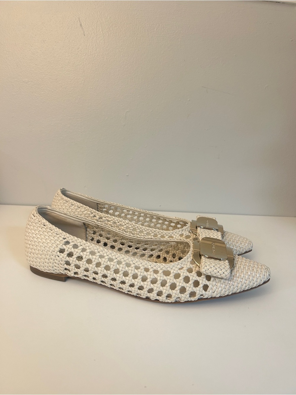 Salvatore Ferragamo Zea Woven Flats in Color Mascarpone - Picture 10 of 11